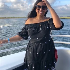 H&M embroidered dress. Strapless flounced dress